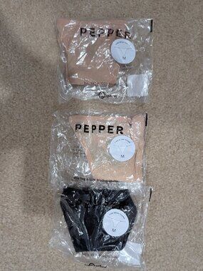 3x Pepper Fine Mesh Thongs, Medium, Colors (Black, Buff, Fawn)